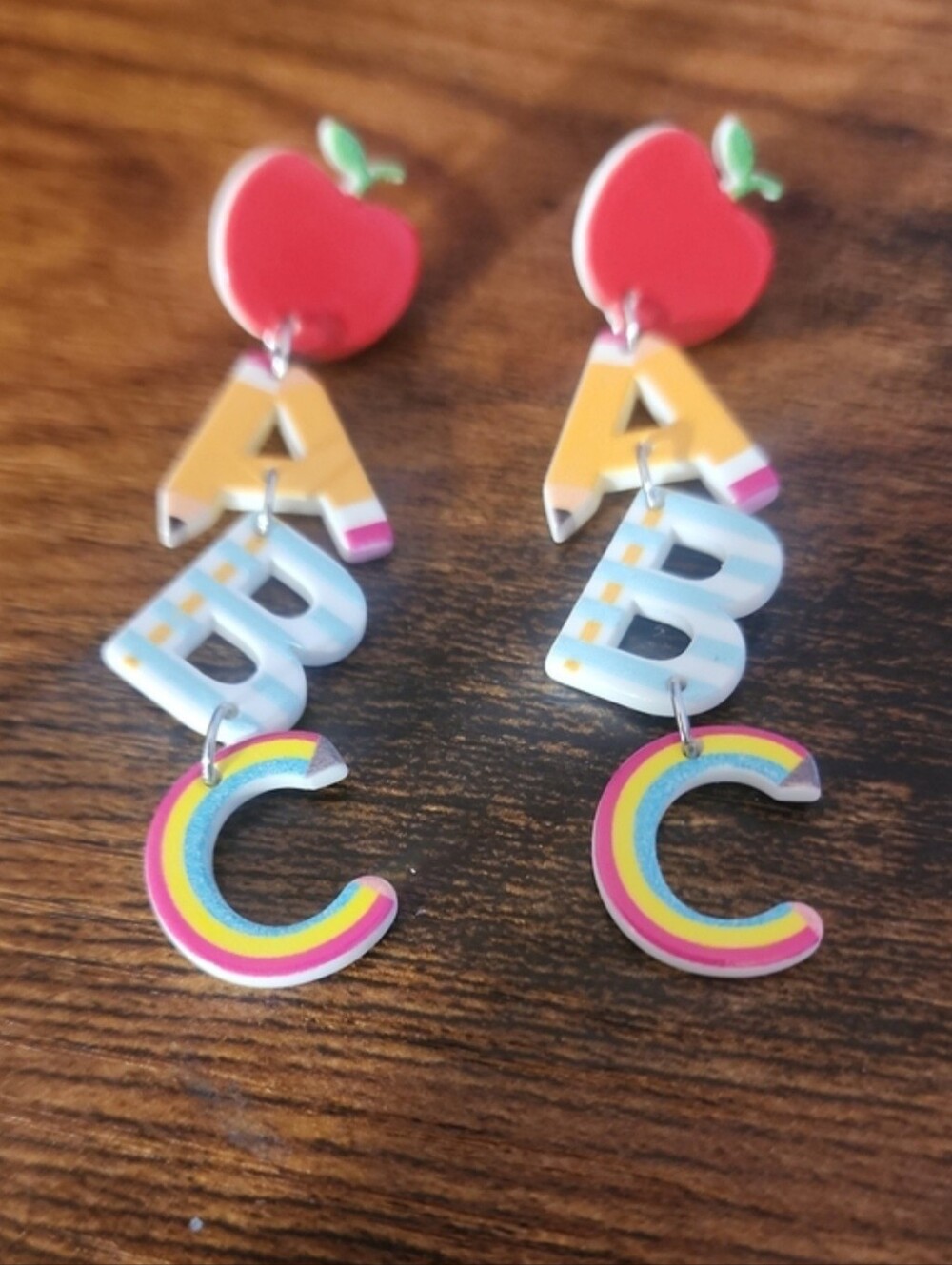 3pc Teacher earrings bundle Appreciation gifts, "Read" "Love" "ABC" Colorful